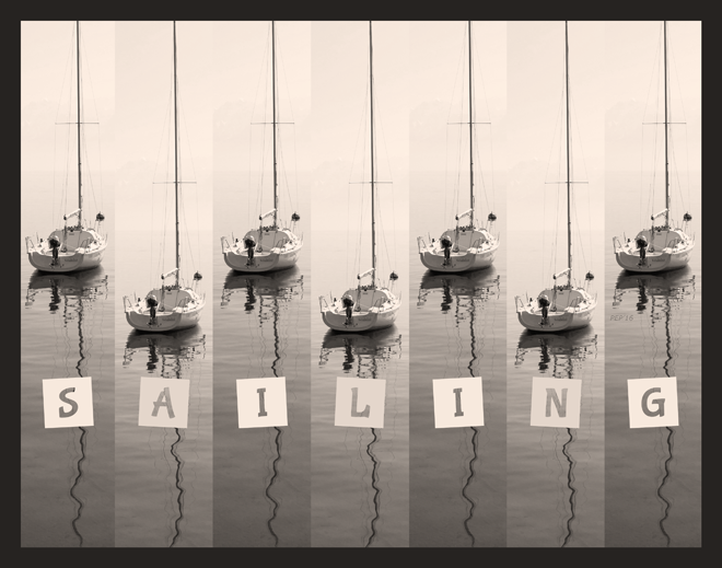 Sailboats in Sepia Tones Graphic