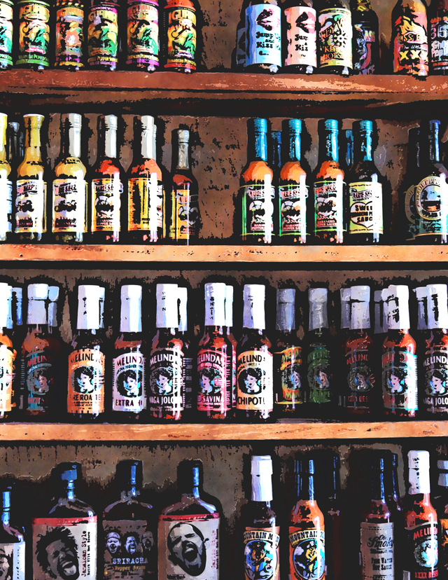 Bottles of Hot Sauce