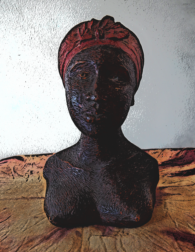 Carved Wood Bust of Caribbean Woman