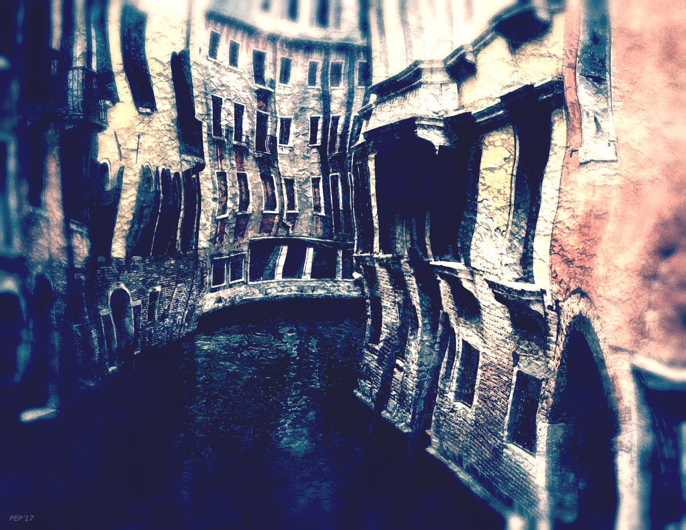 Curving Canals of Venice, Italy
