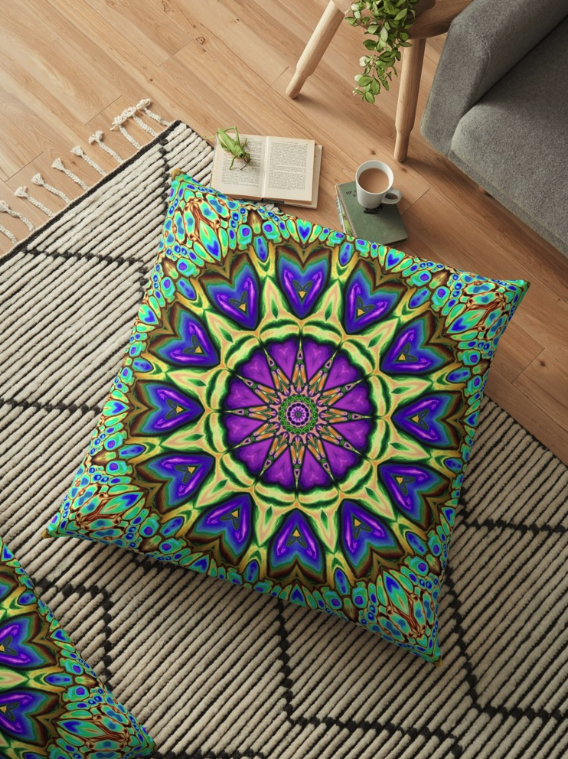 Iridescent Kaleidoscope Floor Pillow