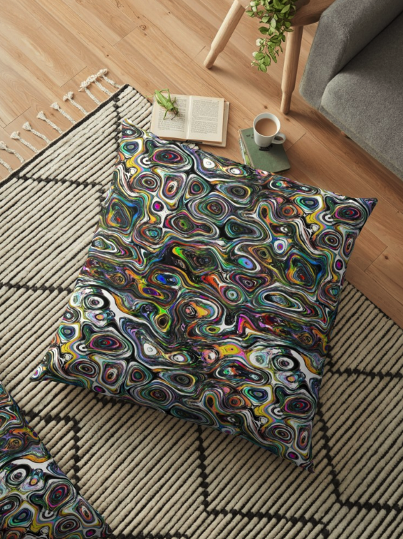 Colorful Shapes Pattern Floor Pillow