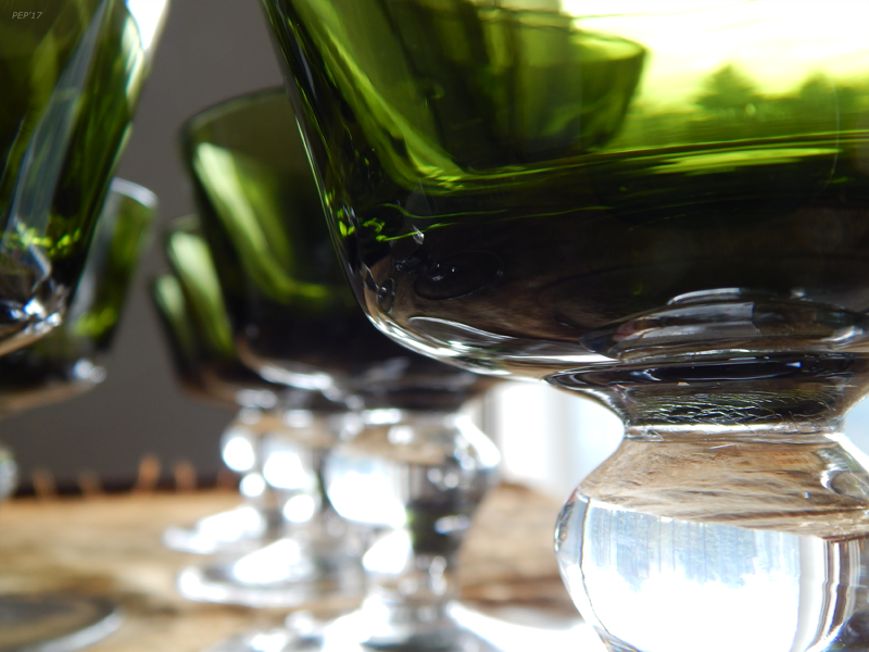 Retro Green Glass Goblets