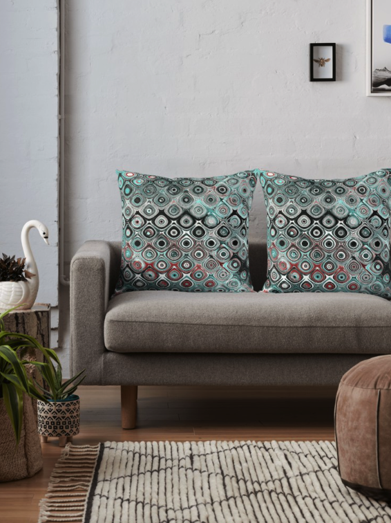 Turquoise Circles Pattern Throw Pillow