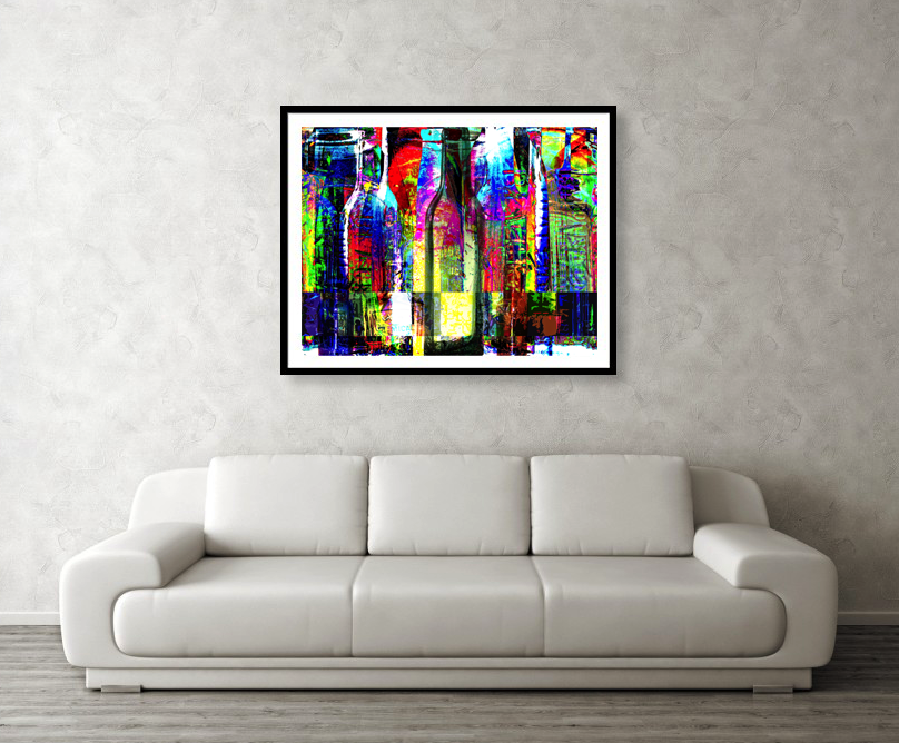 Colorful Glass Bottles Collage