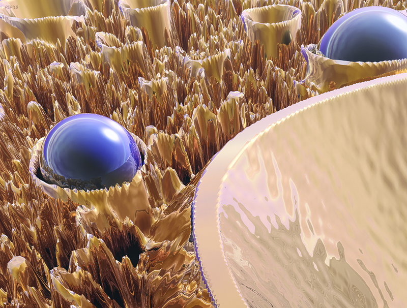 Macro Fractal With Blue Spheres