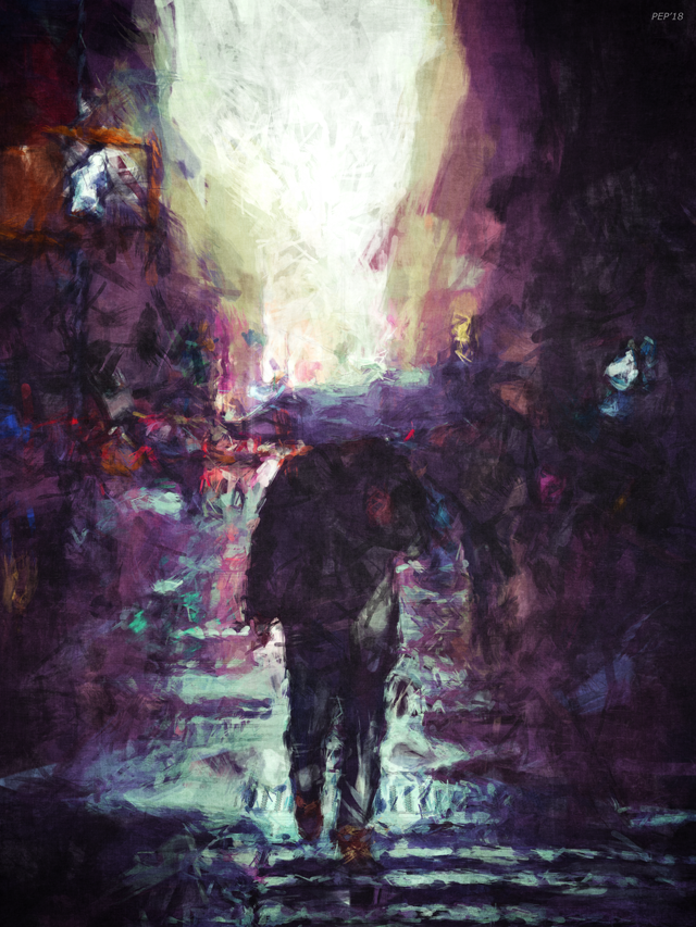 Man Walking Under Umbrella