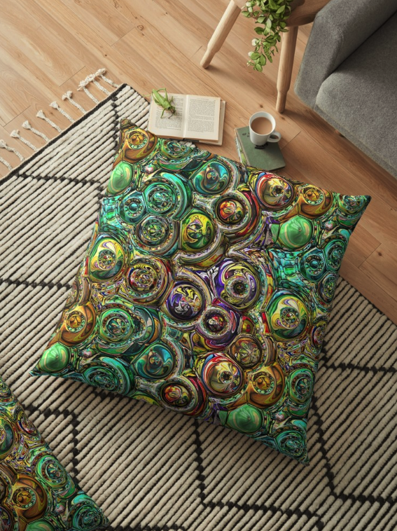 3D Spectral Abstract Floor Pillow