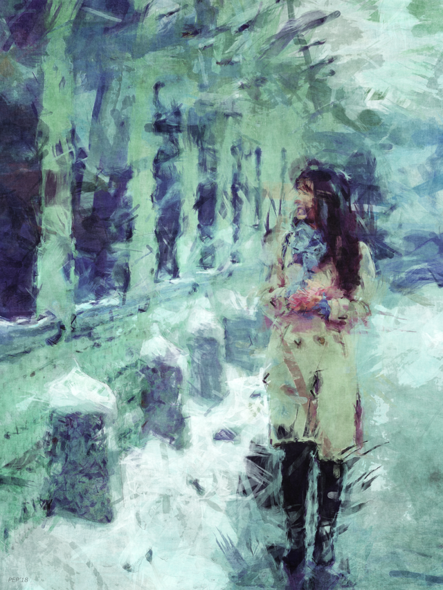 Woman Walking In Winter