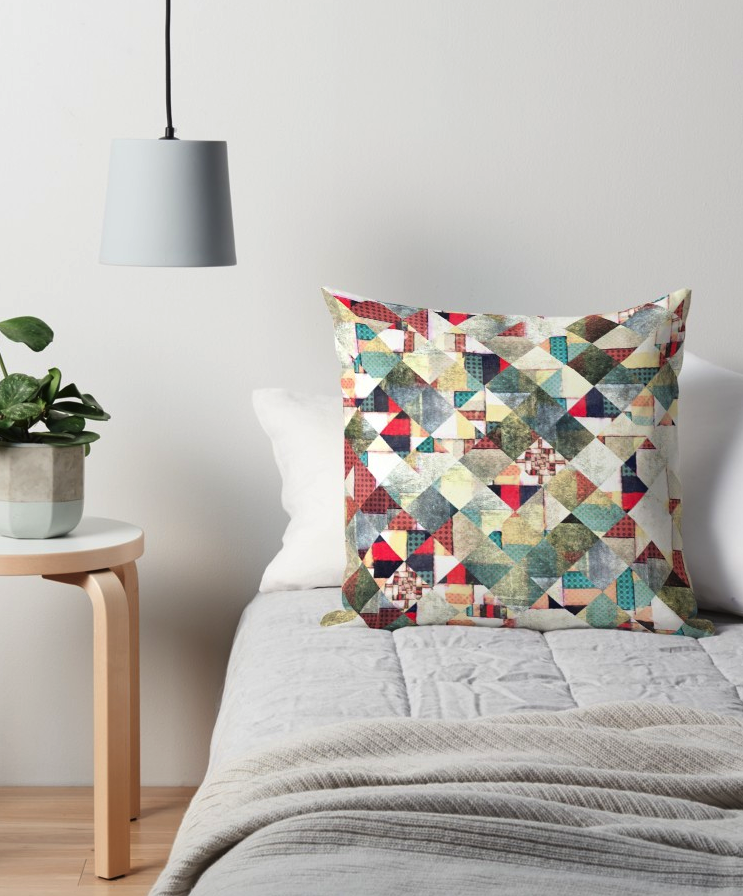 Grunge Weave Pattern Throw Pillow