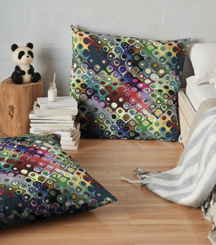 Colorful Circles Pattern Floor Pillow