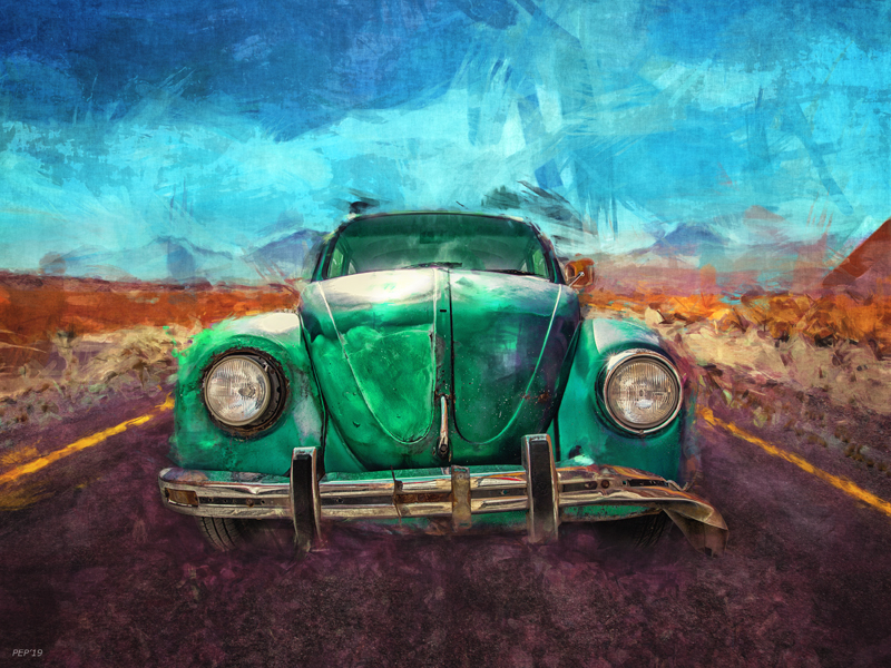 Vintage Car In Desert