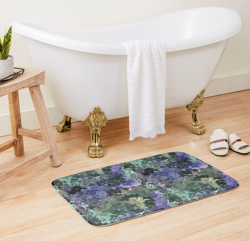 Green Gold And Purple Bath Mat