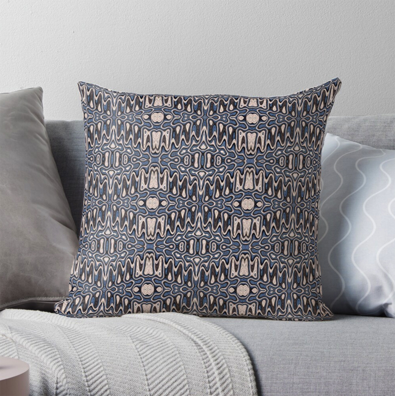 Blue Waves Pattern Throw Pillow