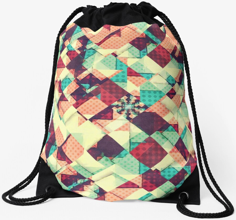 Checkered Pattern Drawstring Bag