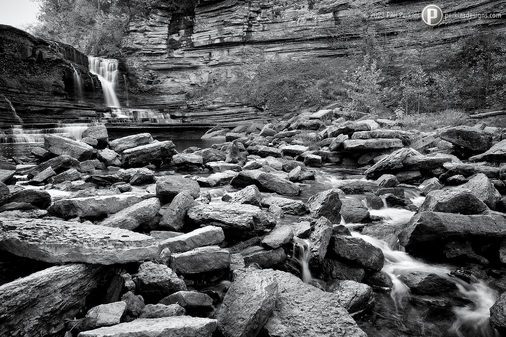 Black and White Waterfall