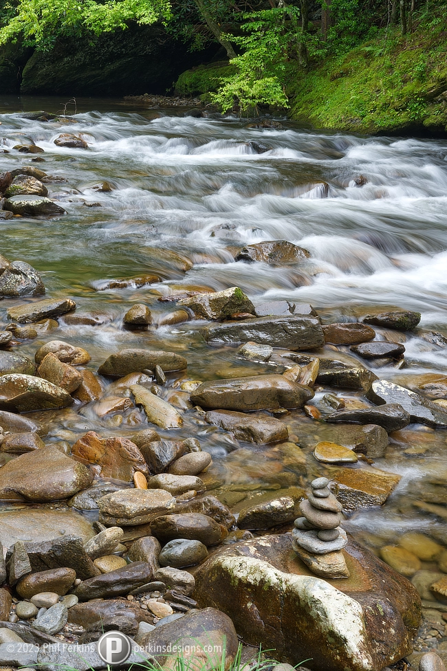 Stacked Stones in River
