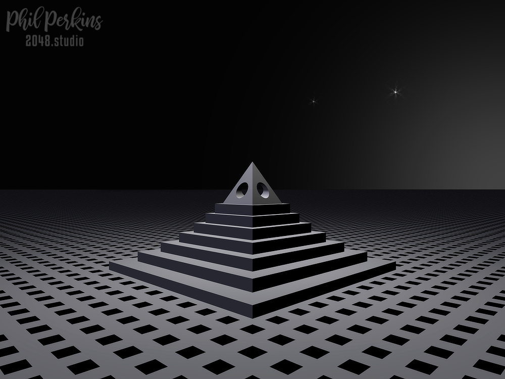 Geometric Pyramid Under Starry Sky
